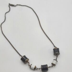 Vintage Barrel Necklace Sewing Spool Gold Tone 16"‎